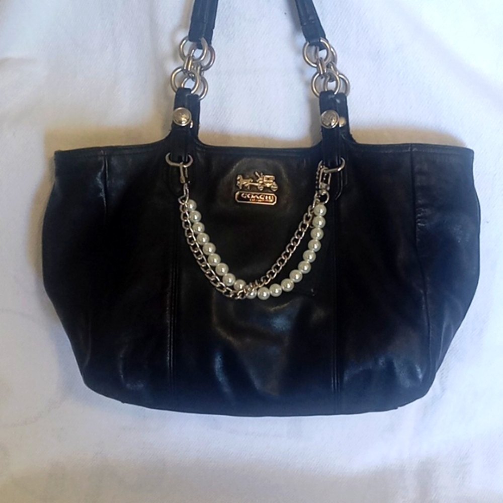 Coach Black Leather Tote Bag